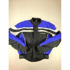 Fieldsheer Motorcycle Riding Jacket Men Blue Black Quilted Lined Racing Full Zip